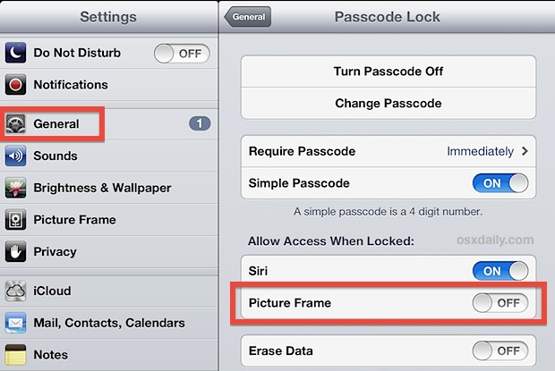 How to Turn Off Picture Frame on iPad