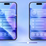 Two conceptual iPhone screens compare clear and tinted Liquid Glass appearance in iOS 27.