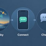 Messages via satellite guidance: clear sky, connect and check the reply